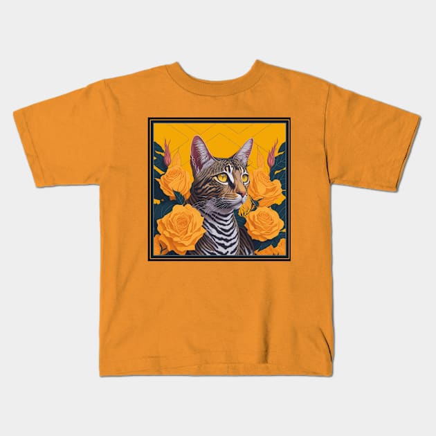 Egyptian mau. Style vector (yellow version egyptian mau) Kids T-Shirt by xlhombat